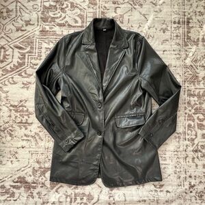 Black Faux Leather Blazer
